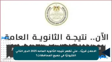 الإعلان قريبًا.. متى تظهر نتيجة الثانوية العامة 2025 الدور التاني إلكترونيًا في جميع المحافظات؟